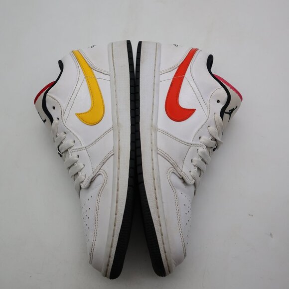 Nike Air Jordan 1 Low Men\'s 10.5 \'Multi-color Swoosh\' White Sneakers CW7009-100 main image 7